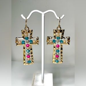 Cross earrings ~ Big Cross Earrings ~ Dangle earrings ~ Bead Earrings -in Box
